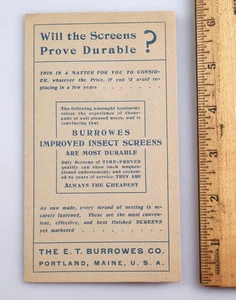 Vintage E.T. Folleto y membrete Burrowes Fly Screen Co. Portland Maine - Imagen 1 de 4
