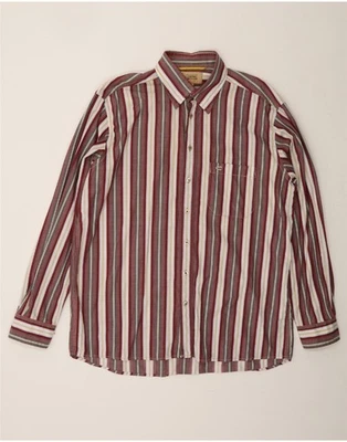 CAMEL ACTIVE Mens Shirt Large Burgundy Striped Cotton BY09 - Image 1 of 3