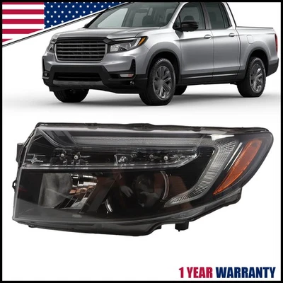 Farol de LED lateral do motorista para Honda Ridgeline 2021-2023 com lâmpada/s feixe alto automático - Imagem 1 de 4