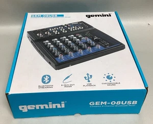 Gemini GEM-08USB Compact 8 Channel Bluetooth Mixer USB 8 Ins/2 Bus/3 Band EQ.NEW - Picture 1 of 5
