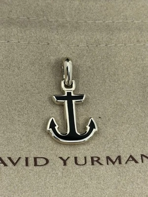 Auténtico DAVID YURMAN Ancla Amuleto Hombre Plata Esterlina Ónix Negro Colgante Foto 1 de 4