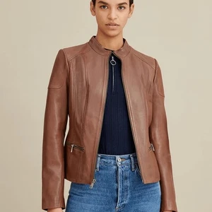 Women’s Motorcycle Biker Real Leather Jacket Lambskin Leather Top Slim fit S - Picture 1 of 6