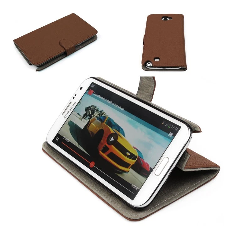 NEW WALLET CASE COVER STAND MAGNETIC PU LEATHER BROWN FOR GALAXY NOTE II 2 - Image 1 of 1
