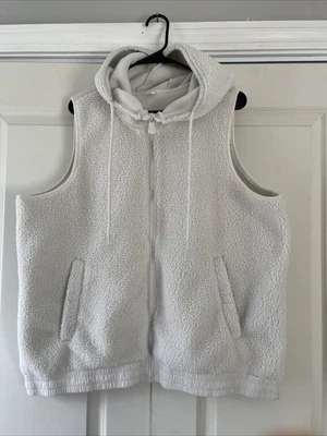 Avia Women's XXl 20 Fleece Sherpa Hooded Warm Vest Off White - Image 1 of 4