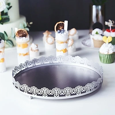 PLATA 12" Plástico Redondo BANDEJAS PARA SERVIR Borde en Relieve Boda Evento Fiesta Suministros Foto 1 de 4