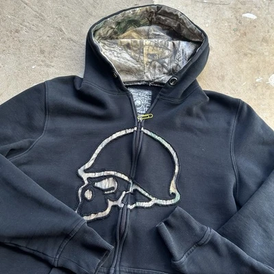 Vintage Y2K Metal Mulisha Full-Zip Embroidered Logo Hoodie Camo Distressed Small - Image 1 of 4