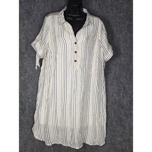 Indigo Rose Women's 2X Striped Button Up Shirt Dress Casual Cottagecore Chic - Picture 1 of 10