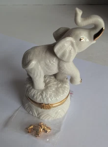 Lenox “The Good Luck Elephant Box” Trinket Box With Elephant Trinket - Picture 1 of 17