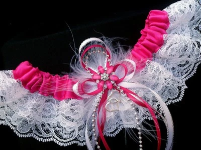 Sexy PLUS SIZE FUCHSIA PINK WHITE Lace GARTER Prom Wedding Dancer Bridal FUSHCIA - Image 1 of 4