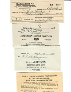 Jefferson Ga- 6 Invoices & Receipts to Luther Elrod of Jefferson 1938-1940 #B - Picture 1 of 2