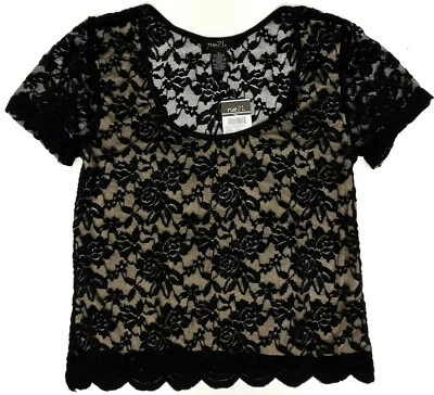 Camisa de encaje negra Rue 21 para niñas talla grande Foto 1 de 4