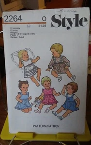 Vtg 1978 Style 2361 infants dress pinafore back buttons ruffles sz 12 m NEW - Picture 1 of 2