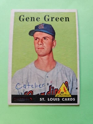1958 Topps Baseball #366 Gene Green St. Louis Cardinals Free Shipping wrote on - Image 1 of 2