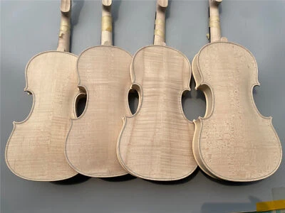 5 string Violin 4/4 Flame Maple Back Spruce Wood Top Handmade Violin Unfinished - Image 1 of 4