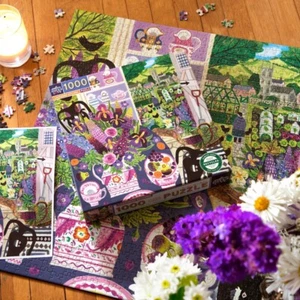 Rompecabezas de 1000 piezas de cocina lavanda por la artista de eeBoo Vanessa Bowman - Imagen 1 de 5