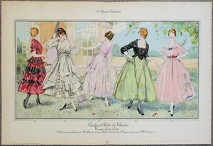 Diseños estampados de moda antiguos de PAQUIN & LACROIX Original Vintage Couture 1917 - Imagen 1 de 2