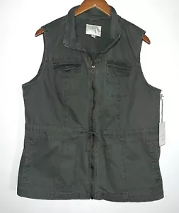 A New Day NEW Cargo Utility Full Zip Vest Army Green 100% Cotton Sz XXL - Picture 1 of 5