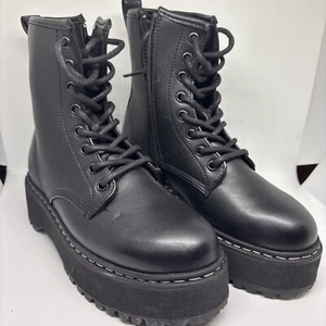 Stivali da combattimento Steve Madden Bettyy1 da donna neri taglia 7 punta tonda stringati - Foto 1 di 6