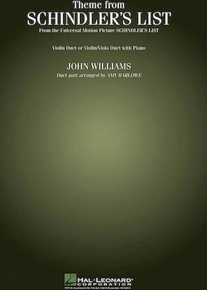 Theme from Schindler's List - for Violin Duet (or Violin and Viola) and Piano - Image 1 of 1