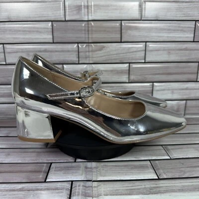 Steve Madden Women's Silver Hawke Round Toe Mary Jane Pumps Shoe Size 7.5-NEW - Image 1 of 4