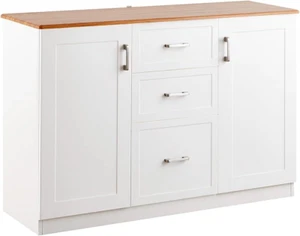 Wehome - Credenza Bianca Con Top in Legno, Madia Soggiorno Moderna, Credenza Cuc - Foto 1 di 12