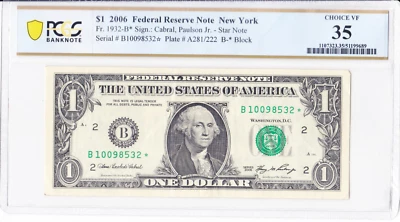 $1 2006 ⭐Star Note⭐ - Fr. 1932-B* - B10098532*-  PCGS35 - Image 1 of 2