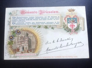 Ancienne Carte postale fantaisie Memento Jérusalem - Picture 1 of 2
