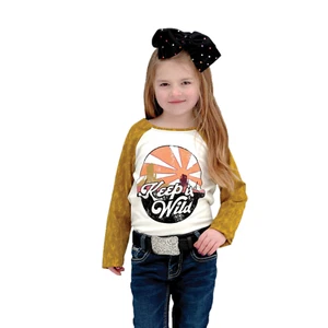 Cinch® Youth Girl's "Keep It Wild" White Raglan T-Shirt CTK3550011 - Picture 1 of 7