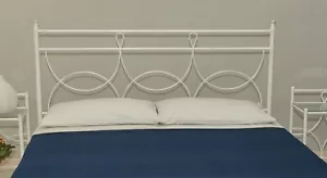 Testata letto in ferro battuto matrimoniale Marianne bianco decorato argento - Foto 1 di 2