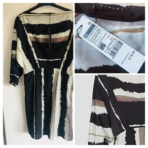 Sisley Ladies Stylish Summer Dress Striped Silky fabric, UK size 10 -RRP 79 EUR - Picture 1 of 11