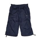 Nike Y2k Navy Blue Long Sports Shorts Uk Men's Size S Waist 30"