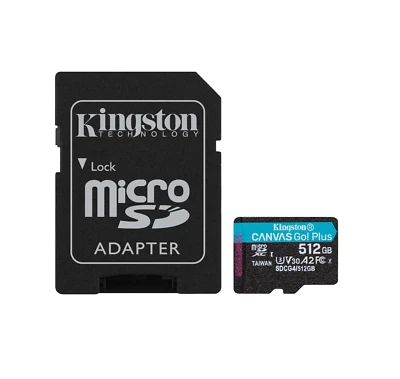Kingston Canvas Go Plus microSDXC Memory Card 200MB/s A2 U3 V30 Card SDCG4/512GB - Bild 1 von 4