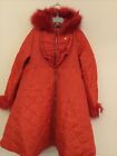 MERICHE RED PADDED HOODED COAT WITH FRONT FRILL SZ 12 BNWT ( B22)