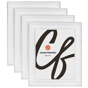 Victoria, 1.37" White & Silver Picture Frame, Uncommon Sizes 18x18-24x31, 4-Pack - Picture 1 of 7