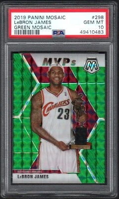 2019 Panini Mosaic #298 LeBRON JAMES Green Mosaic-Prizm PSA 10 GEM MINT - Image 1 of 2