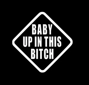 BABY UP IN THIS BITCH Vinyl Decal Sticker Car Window Bumper Funny On Board Love - Picture 1 of 2
