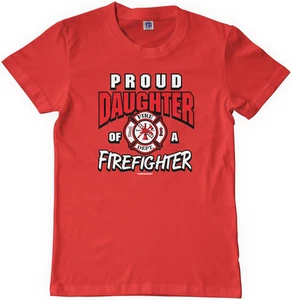 Threadrock Girls Proud Daughter of a Firefighter Youth T-shirt Dad Fireman - Picture 1 of 7