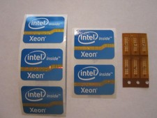 Lot of 6 LGA 771 to 775 adapters for Xeon Mod and 5 'Intel Xeon Inside' stickers