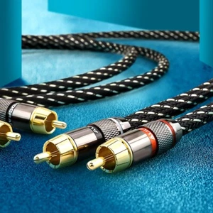 Pair OFC Shielded HiFi RCA Audio Cable Gold Plated RCA Signal Interconnect Cord - Foto 1 di 9