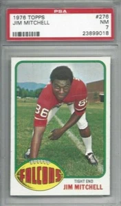 1976 Topps tarjeta de fútbol americano #276 Jim Mitchell, Atlanta Falcons clasificación PSA 7 - Imagen 1 de 1