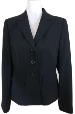 Trajes Liz Claiborne ~Mujer Talla 8~ Chaqueta Blazer Completamente Forrada a Rayas Negras Nueva con Etiquetas. Foto 1 de 4