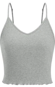 STYLEWORD Women's Summer V Neck Spaghetti Strap Ribbed Cami Crop Tank Top NEW - Picture 1 of 12
