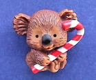 Hallmark PIN Christmas Vintage KOALA BEAR with CANDY CANE 1982 Holiday Brooch