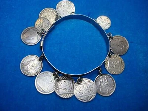 VITTORIANO ARGENTO USA + LATTINA. BRACCIALE "LOVE TOKEN" - LAVORO EXTRA FANTASIA - IMPERDIBILE - Foto 1 di 20