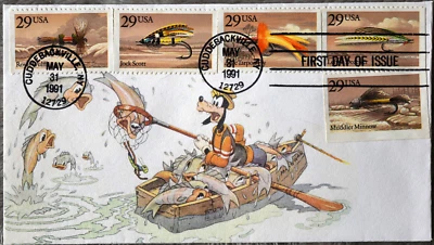 Bonnie Fuson Goofy Fishing Walt Disney Cachet Limited 1/5 FDC - Image 1 of 2