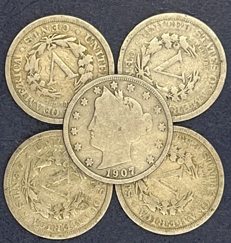 1907  1(EA) LIBERTY NICKELS FULL DATES AVERAGE CIRCULATION Cover