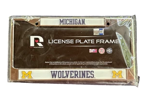 BNWT University of Michigan Wolverines Metal Chrome Plated License Plate Frame - Picture 1 of 2