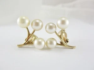 BEAUTIFUL LADIES 14K YELLOW GOLD PEARL CLIP-ON EARRINGS 7.5G - Picture 1 of 8