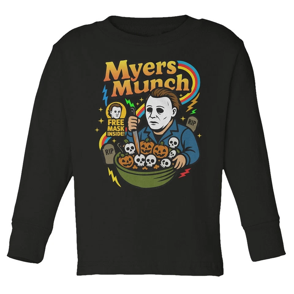 Funny Myers Munch Gráfico - Espeluznante Halloween Niño Manga Larga Camiseta Foto 1 de 1