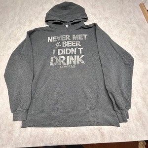 Lincoln Outfitters Graphic Hoodie Pullover Beer Lover Gift Gray - Picture 1 of 8